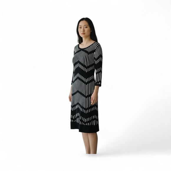 Taylor (Swift) Black & White Chevron Striped 3/4 Sleeve Sweater Dress Size XL - Picture 1 of 9